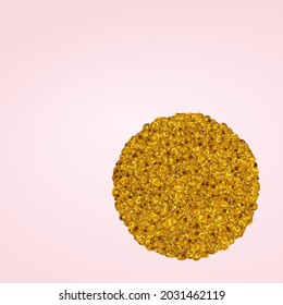 Golden Confetti Golden Vector Pink Background. Happy Shine Card. Gold Glow Bridal Wallpaper. Polka Effect Pattern.