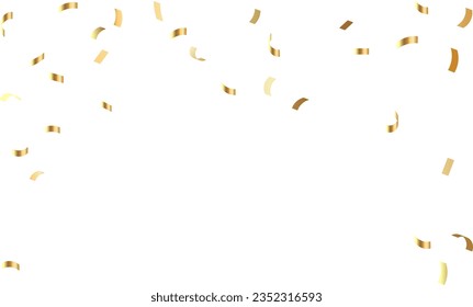 Golden confetti and zigzag ribbon falling from above Streamers, tinsel vector