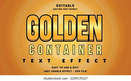 golden container editable text effect with modern and simple style, usable for logo or campaign title