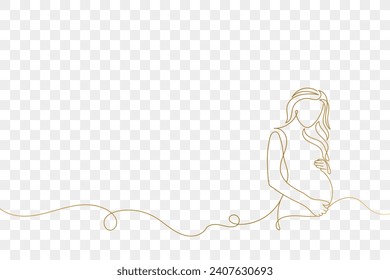 Golden continuous line women pregnant.