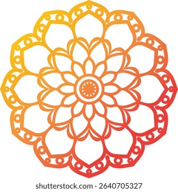 Golden contour Mandala ornament, decorative elements 