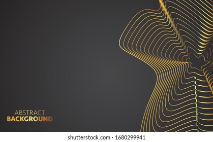 Contornos dorados topografía vectorial. Ilustración de vectores de topografía geográfica de montaña. Textura de patrón topográfico. Mapa sobre el terreno vectorial. Líneas de alto de contorno de gráfico de elevación. Mapa topográfico