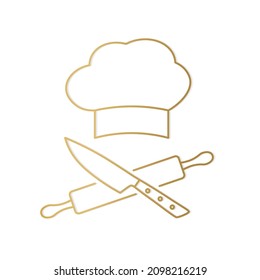 golden, cook, chef, restaurant symbol -vector illustration