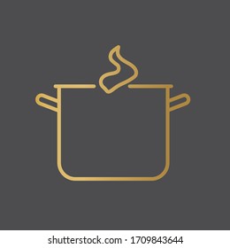 golden cooking pot icon- vector illustration