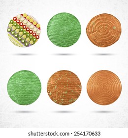 Golden, copper, bronze and various labels collection
