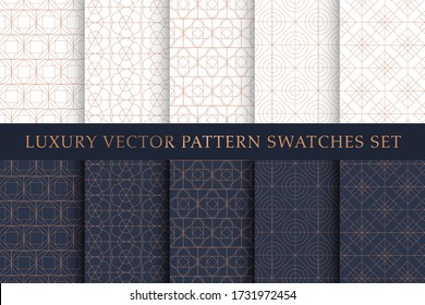 Golden copper luxury vector swatches pattern pack