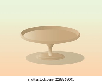 Golden copper Pedestal dish. Vector illustration of tableware.