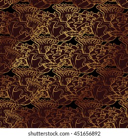 Golden Corals seamless pattern