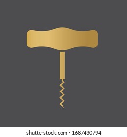 golden corkscrew icon- vector illustration