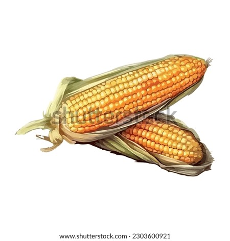 Golden corn design over white