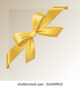 Golden Corner Ribbon With Bow - Vector Design Element