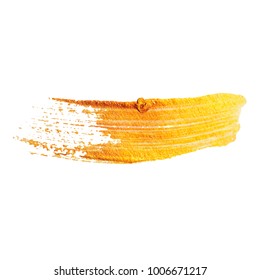 Golden cosmetics swatch smear. Vector acrylic color smear