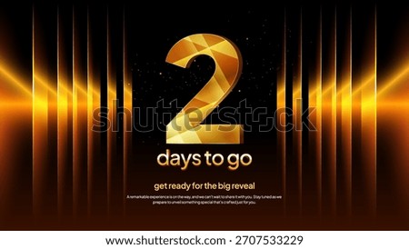 Golden Countdown Number 2 - Elegant Two Days to Go Event Teaser and Product Launch Background