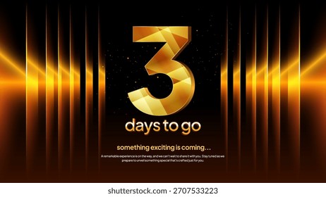 Cuenta regresiva dorada número 3 - Premium Tres días para la cuenta regresiva para la promoción del evento