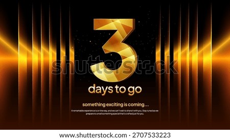 Golden Countdown Number 3 - Premium Three Days to Go Countdown Background for Event Promotion