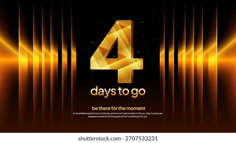 Golden Countdown Number 4 - Luxury Gold Four Days to Go Event Announcement and Promotional Background
