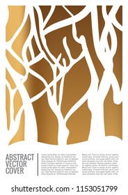 Golden cover. Exotic flyer on light background. Fluid poster design. Brochure foil design. Golden backdrop. Stylish vector cover design. Abstract gradient vintage texture.