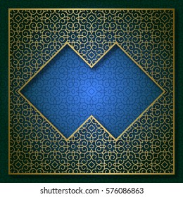 Golden cover frame with traditional patterned background