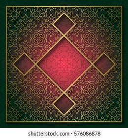 Golden cover frame with traditional patterned background