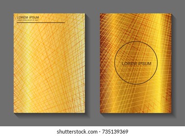 Golden covers vector template with lines. Vector jgeometric shape background.