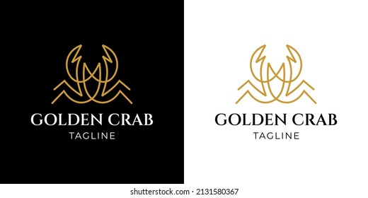 Golden Crab Logo Monoline Style