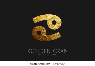 Golden crab. Golden zodiac sign. Crab zodiac