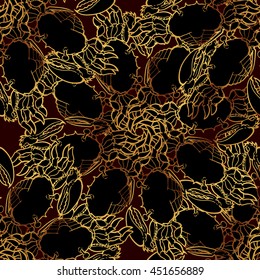 Golden Crabs seamless pattern