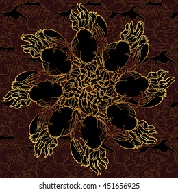 Golden Crabs seamless pattern
