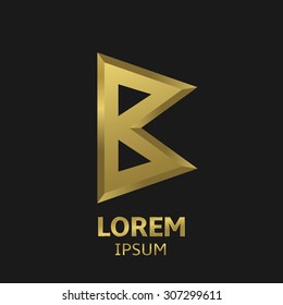 Golden creative abstract letter B logo template. Vector illustration