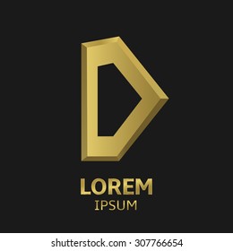 Golden creative abstract letter D logo template. Vector illustration