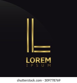 Golden creative abstract letter L logo template. Vector illustration