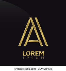 Golden creative abstract letter A logo template. Vector illustration