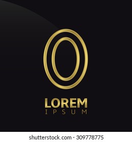 Golden creative abstract letter O logo template. Vector illustration