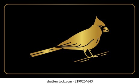 Aves creativas doradas cardenales comunes de la silueta vectorial de aves.