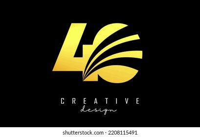 Logo Golden Creative número 40 4 0 con líneas principales y diseño de concepto de carreteras. Número con diseño geométrico. Ilustración vectorial con número y cortes creativos.