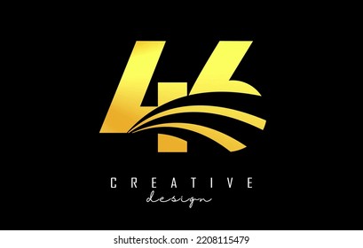 Golden Creative number 46 4 6 Logo mit führenden Linien und Straßenkonzeption. Zahl mit geometrischem Design. Vektorgrafik mit Zahlen und kreativen Schnitten.
