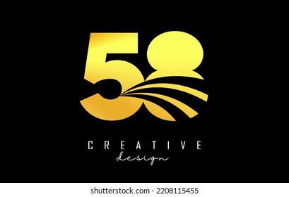Logotipo Golden Creative número 58 5 8 con líneas principales y diseño de concepto de carreteras. Número con diseño geométrico. Ilustración vectorial con número y cortes creativos.