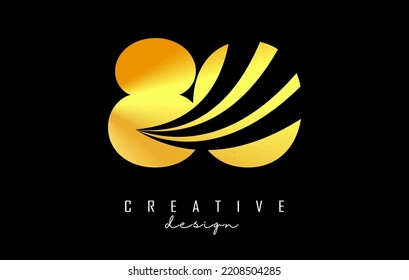 Golden Creative number 80 8 0 logo with leading lines and road concept design. Number with geometric design. Vector Illustration with number and creative cuts.