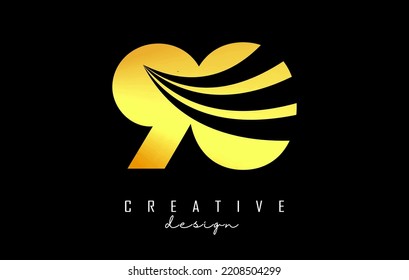 Golden Creative number 90 9 0 logo with leading lines and road concept design. Number with geometric design. Vector Illustration with number and creative cuts.