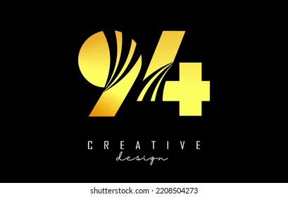 Logo Golden Creative número 94 9 4 con líneas principales y diseño de concepto de carreteras. Número con diseño geométrico. Ilustración vectorial con número y cortes creativos.