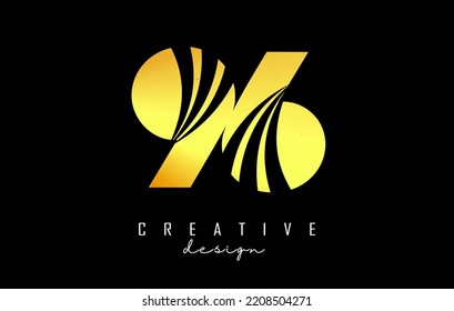 Golden Creative number 96 9 6 Logo mit führenden Linien und Straßenkonzeption. Zahl mit geometrischem Design. Vektorgrafik mit Zahlen und kreativen Schnitten.