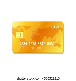 Golden Credit Card - vector isolated icon. Payment flat concept.