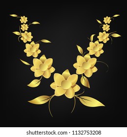 Golden creeper plant ornament necklace for fashion design