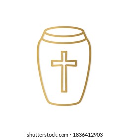 golden cremation urn icon - vector illustration