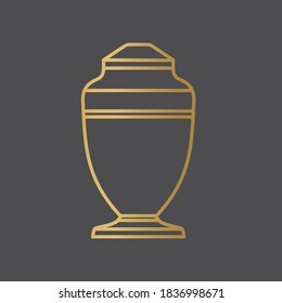 golden cremation urn icon - vector illustration