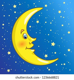 Baby Peacefully Sleeping On Crescent Moon Stock Vector (Royalty Free ...