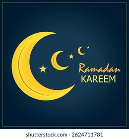 Golden Crescent Moon Art. Vector illustration