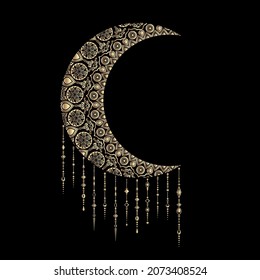 Golden crescent moon, ethnic style