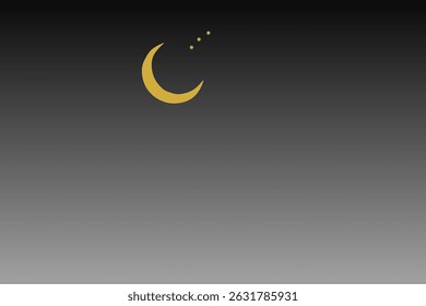 a golden crescent moon and four small golden stars arranged diagonally above the moon