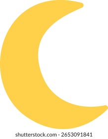 Golden crescent moon, iconic symbol for Islamic months and festivities like Ramadan or Eid al-Fitr illustrations and banners.